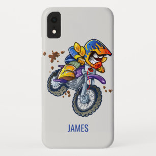 Motocross Rider Cartoon Persoonlijke naam   Sport Case-Mate iPhone Case