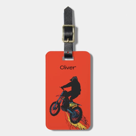 Motocross Rider Jump Bagagelabel (Voorkant verticaal)
