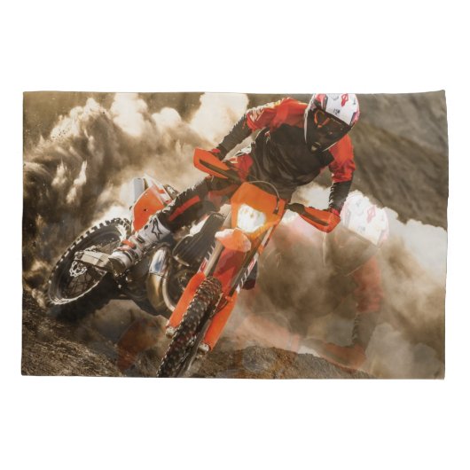 Motocross Rider Kussensloop (Achterkant-Links)