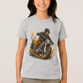 Motocross Rider Power Sliding Through Mud Tri-Blend Shirt (Voorkant)
