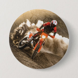 Motocross Rider Ronde Button 7,6 Cm