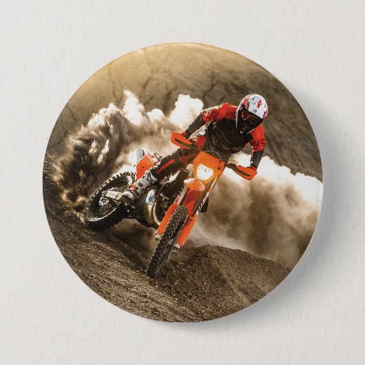 Motocross Rider Ronde Button 7,6 Cm (Voorkant)