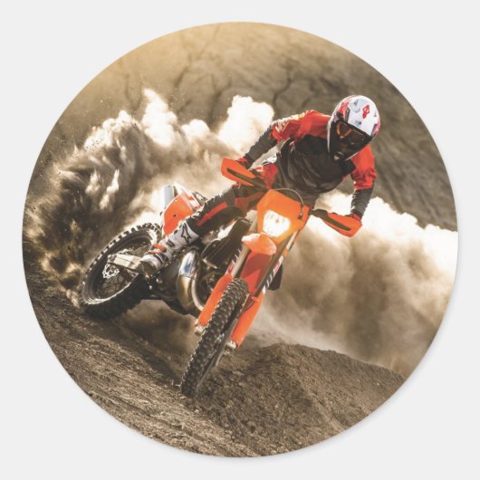 Motocross Rider Ronde Sticker (Voorkant)