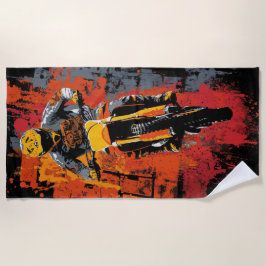 Motocross Rider Urban Paint Splash Illustration Strandlaken