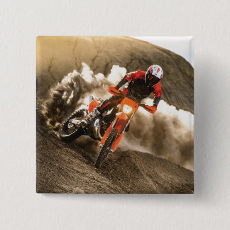 Motocross Rider Vierkante Button 5,1 Cm