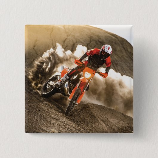 Motocross Rider Vierkante Button 5,1 Cm (Voorkant)