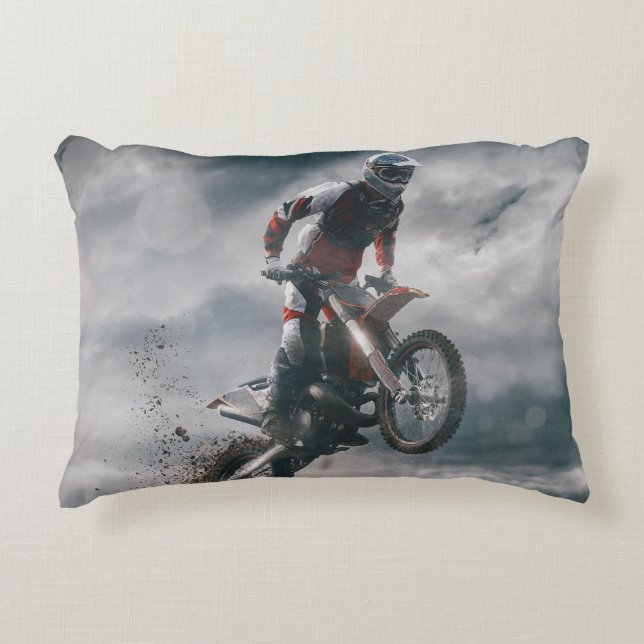 Motocross rijder accent kussen (Voorkant)