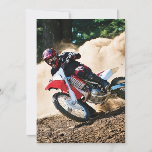 Motocross rijder gooit kussen bedankkaart (Voorkant)
