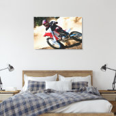 Motocross rijder gooit kussen canvas afdruk (Insitu (Slaapkamer))