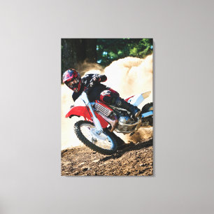Motocross rijder gooit kussen canvas afdruk