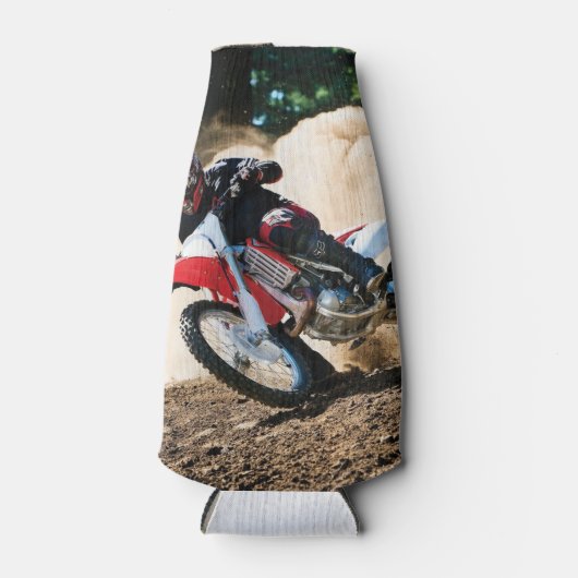 Motocross rijder gooit kussen flesjeskoeler (Voorkant)