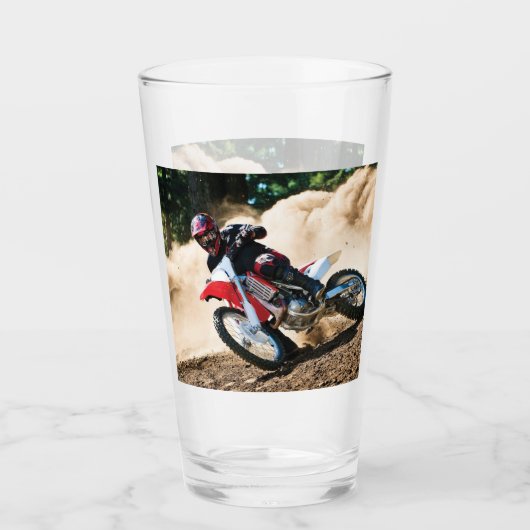 Motocross rijder gooit kussen glas (Voorkant)