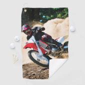 Motocross rijder gooit kussen golfhanddoek (Insitu)