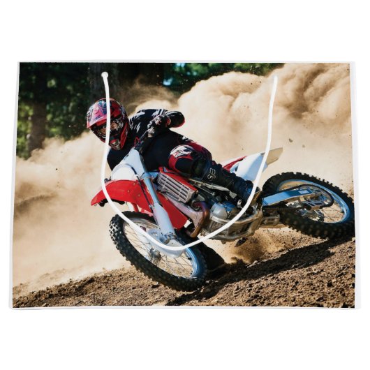 Motocross rijder gooit kussen groot cadeauzakje (Voorkant)