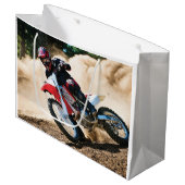 Motocross rijder gooit kussen groot cadeauzakje (Voorkant Gekanteld)