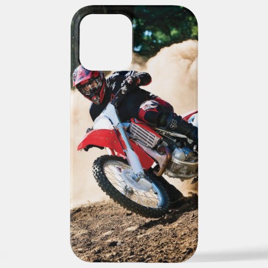 Motocross rijder gooit kussen iPhone hoesje (Achterkant)