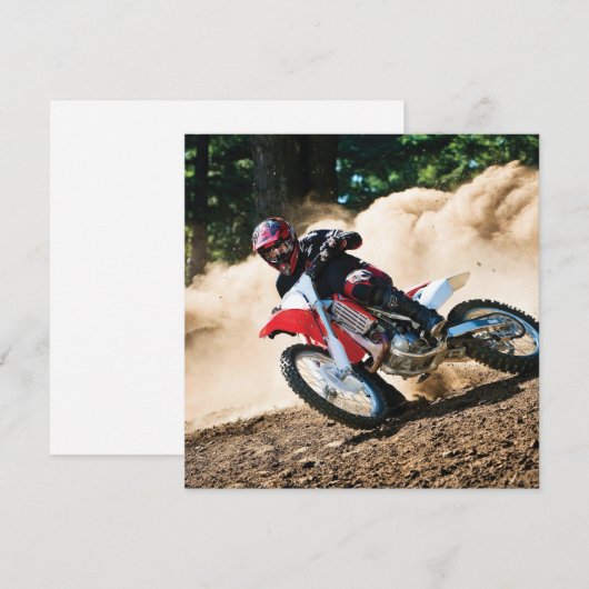 Motocross rijder gooit kussen kaart (Voorkant / Achterkant)