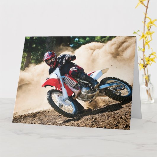 Motocross rijder gooit kussen kaart (Gele Bloem)