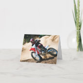 Motocross rijder gooit kussen kaart (Achterkant)
