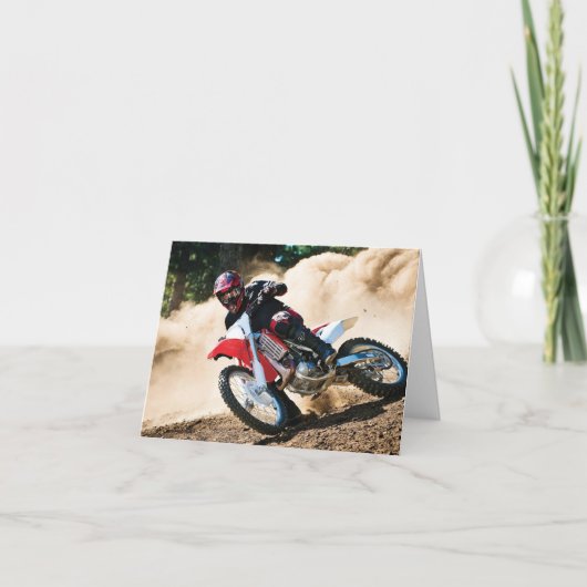 Motocross rijder gooit kussen kaart (Voorkant)