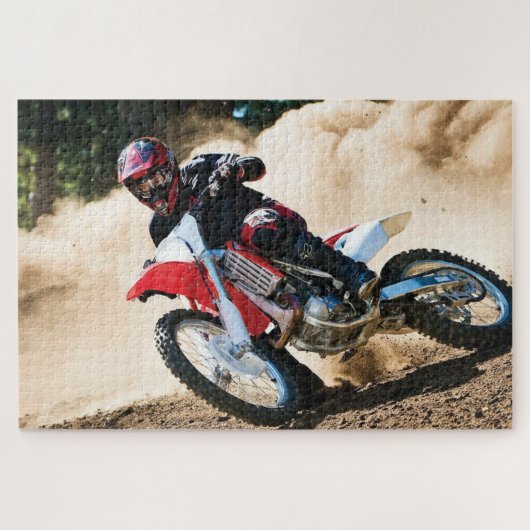 Motocross rijder gooit kussen legpuzzel (Horizontaal)