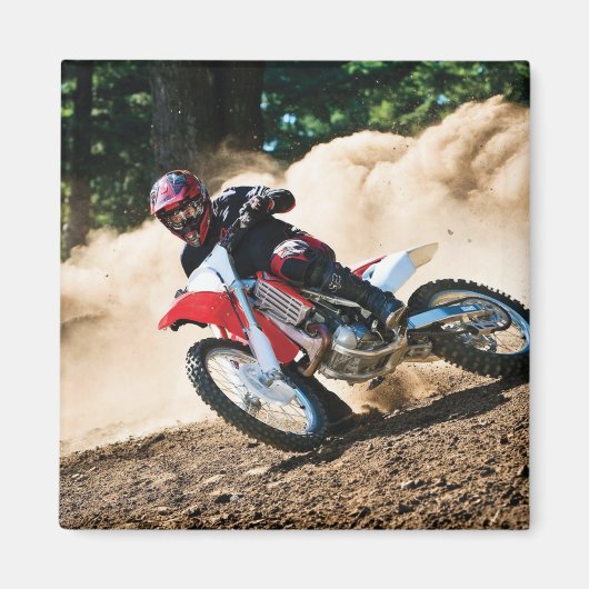 Motocross rijder gooit kussen magneet (Voorkant)