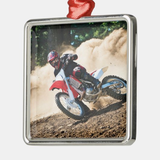 Motocross rijder gooit kussen metalen ornament (Links)