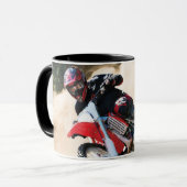 Motocross rijder gooit kussen mok (Voorkant links)