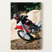 Motocross rijder gooit kussen notitieboek (Achterkant)