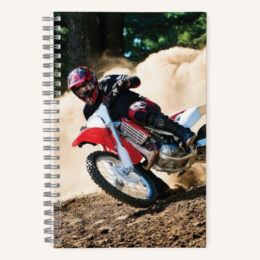 Motocross rijder gooit kussen notitieboek (Voorkant)