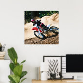 Motocross rijder gooit kussen poster (Thuiskantoor)