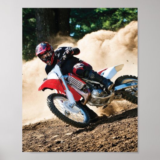 Motocross rijder gooit kussen poster (Voorkant)