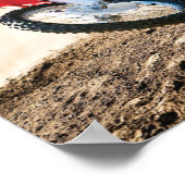 Motocross rijder gooit kussen poster (Hoek)