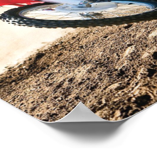 Motocross rijder gooit kussen poster (Hoek)