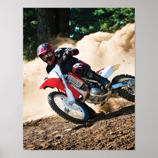 Motocross rijder gooit kussen poster (Voorkant)