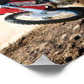 Motocross rijder gooit kussen poster (Hoek)