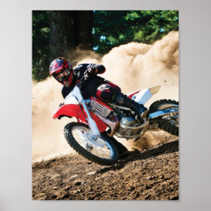 Motocross rijder gooit kussen poster