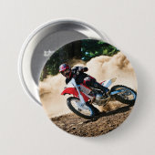 Motocross rijder gooit kussen ronde button 7,6 cm (Voorkant /achterkant)