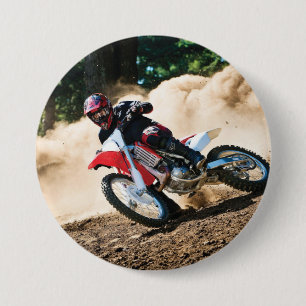 Motocross rijder gooit kussen ronde button 7,6 cm