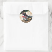 Motocross rijder gooit kussen ronde sticker (Tas)