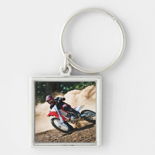 Motocross rijder gooit kussen sleutelhanger (Voorkant)