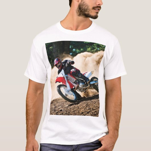 Motocross rijder gooit kussen t-shirt (Voorkant)