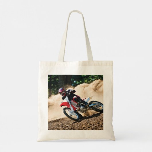 Motocross rijder gooit kussen tote bag (Achterkant)