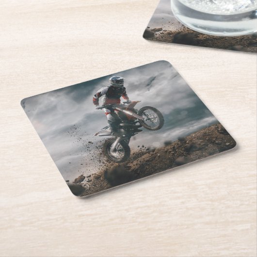 Motocross rijder kartonnen onderzetters (Schuin)