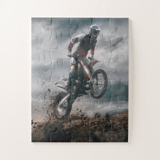 Motocross rijder legpuzzel (Verticaal)