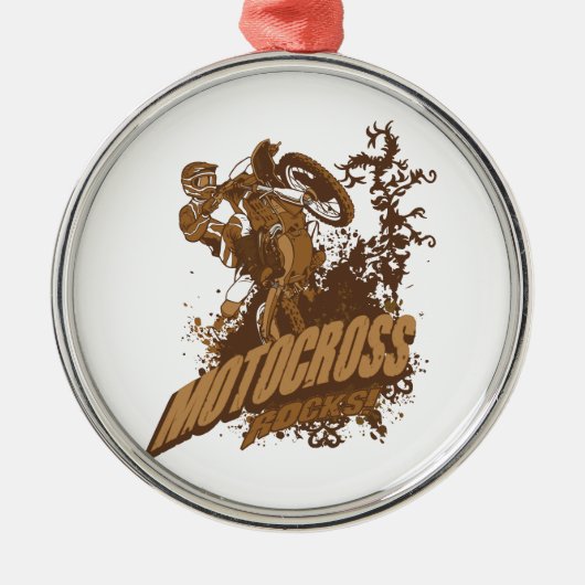Motocross Rocks. Metalen Ornament (Voorkant)