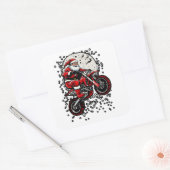 Motocross Santa Jumping Motorcycle Vierkante Sticker (Envelop)