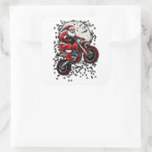 Motocross Santa Jumping Motorcycle Vierkante Sticker (Tas)