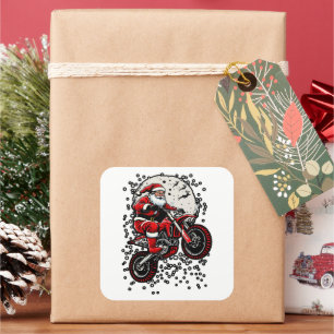Motocross Santa Springende Motorfiets Vierkante Sticker