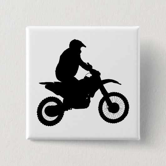 Motocross Silhouet Vierkante Button 5,1 Cm (Voorkant)